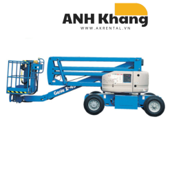 Xe nâng người Boomlift Genie Z45 màu xanh lam với logo Anh Khang.