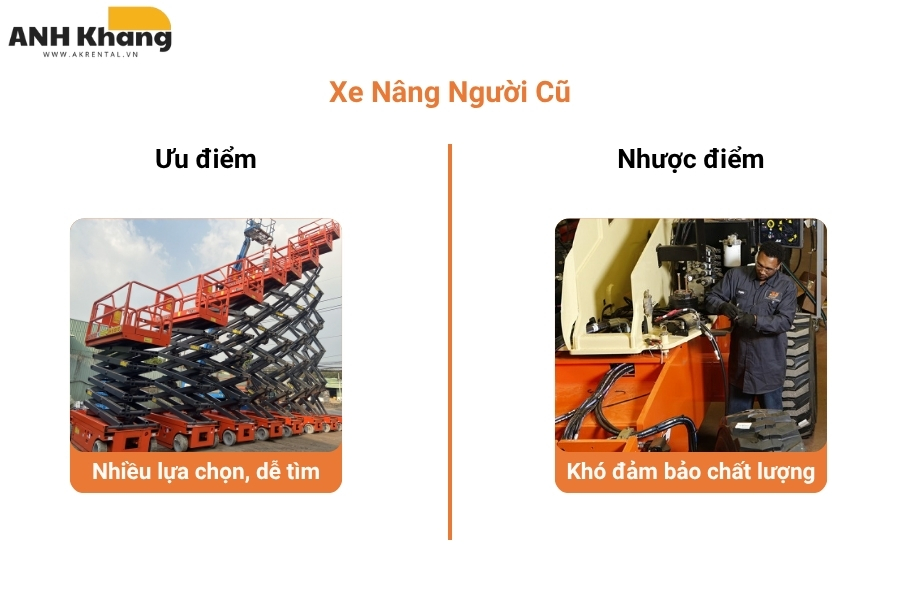 Ưu nhược điểm xe nâng người cũ