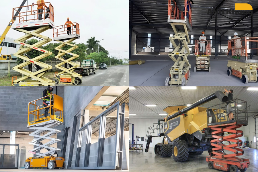 74 Xe nâng người trong nhà xưởng